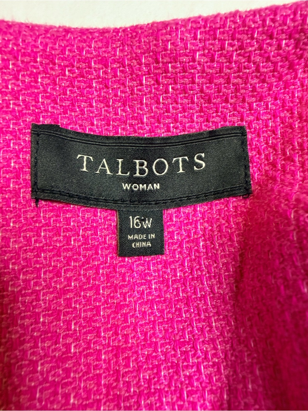 Talbots Women’s Pink Flare Sleeve Tweed Jacket Fully Lined with Pockets Sz 16W - Picture 4 of 10